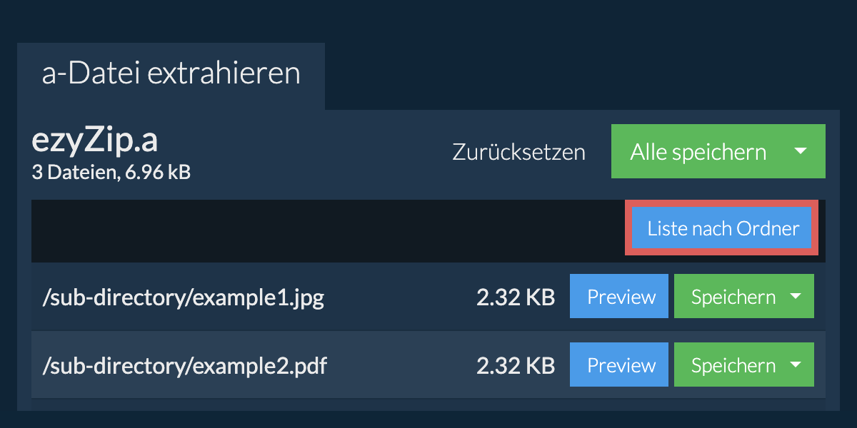 a: Liste nach Ordner