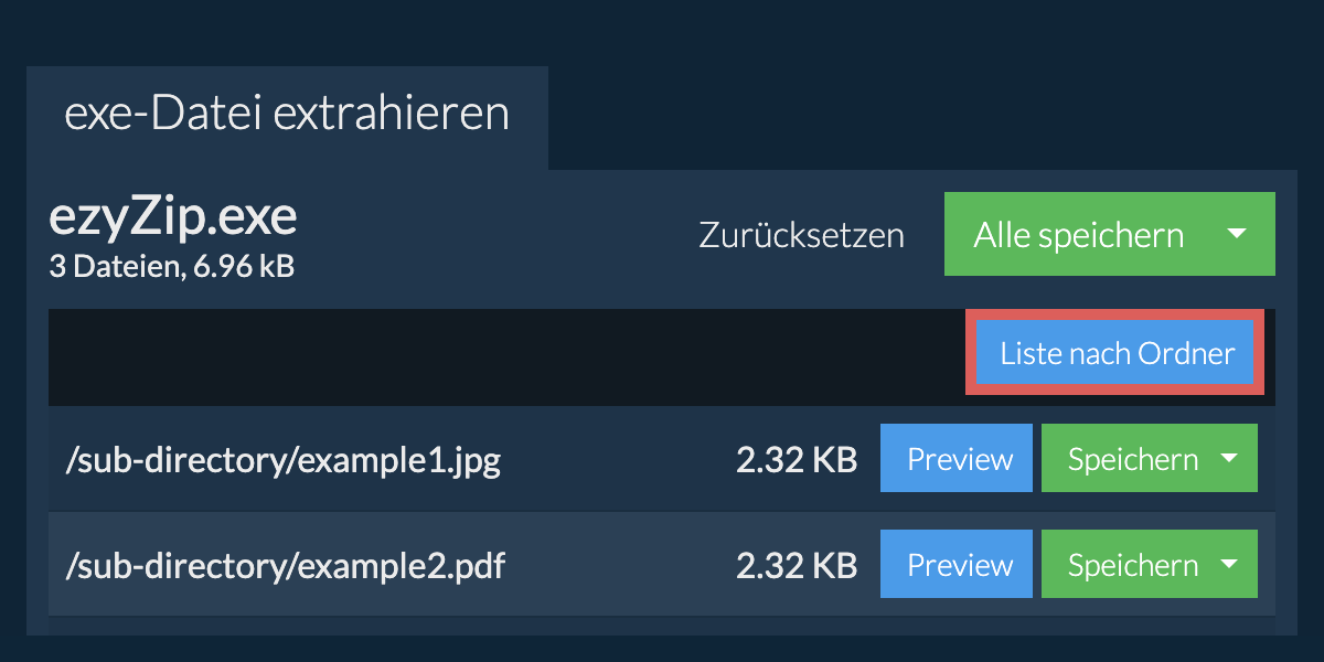 exe: Liste nach Ordner