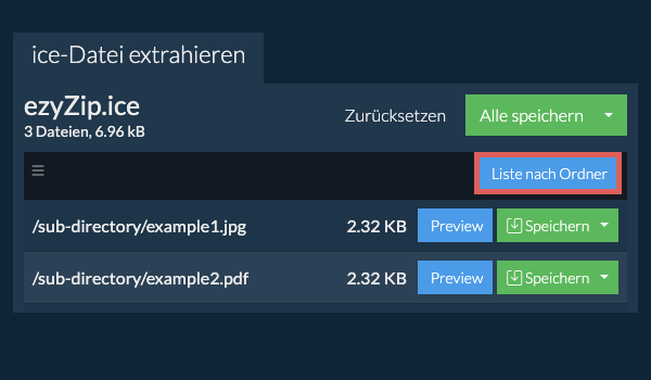 ice: Liste nach Ordner