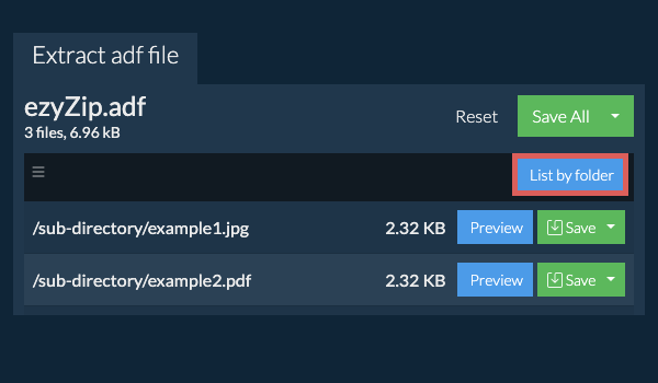 adf: List by folder