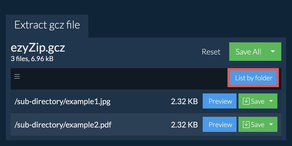 gcz: List by folder