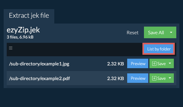 jek: List by folder