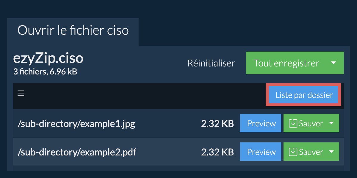 ciso: Liste par dossier