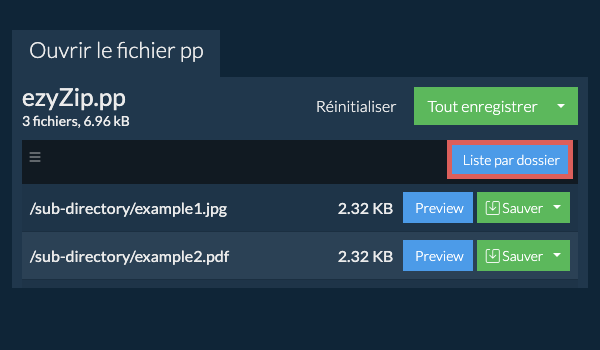 pp: Liste par dossier