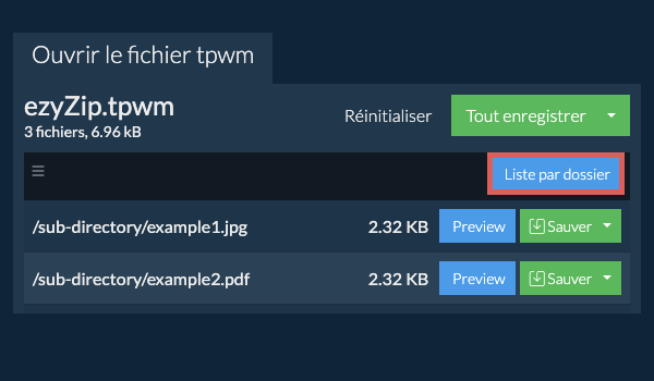 tpwm: Liste par dossier