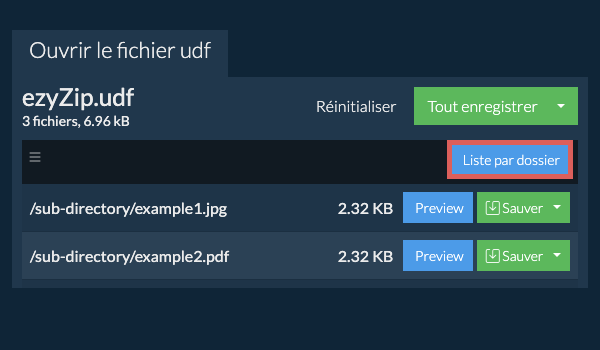 udf: Liste par dossier
