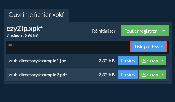 xpkf: Liste par dossier