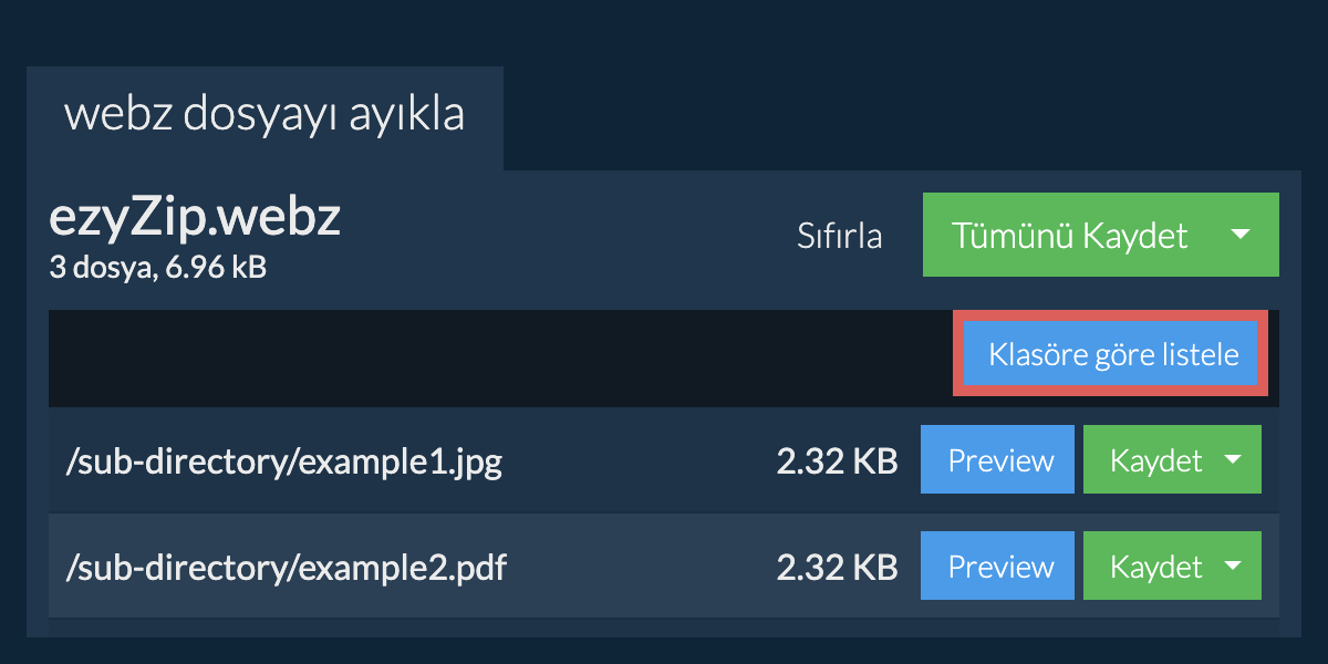 webz: Klasöre göre listele