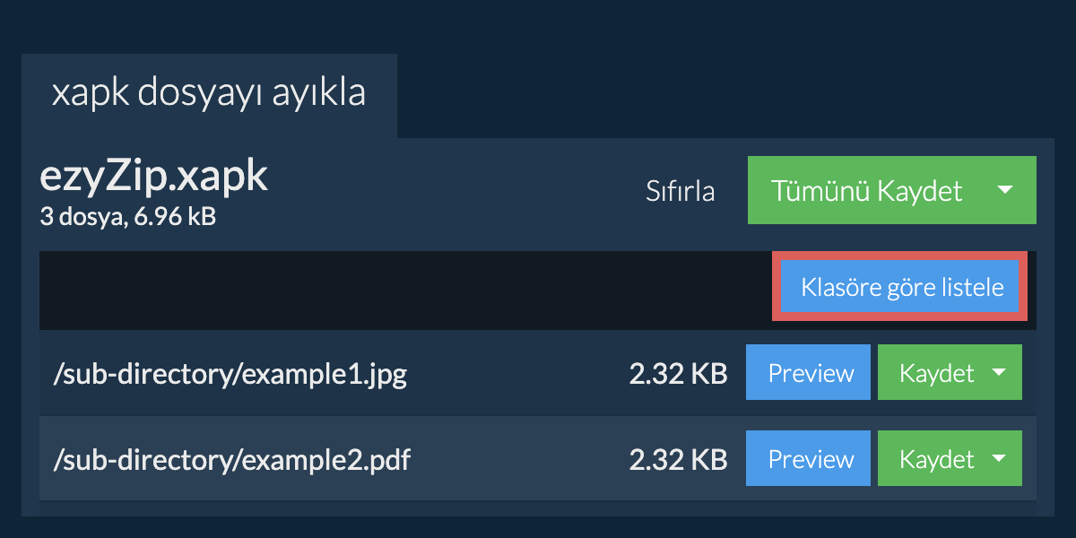 xapk: Klasöre göre listele