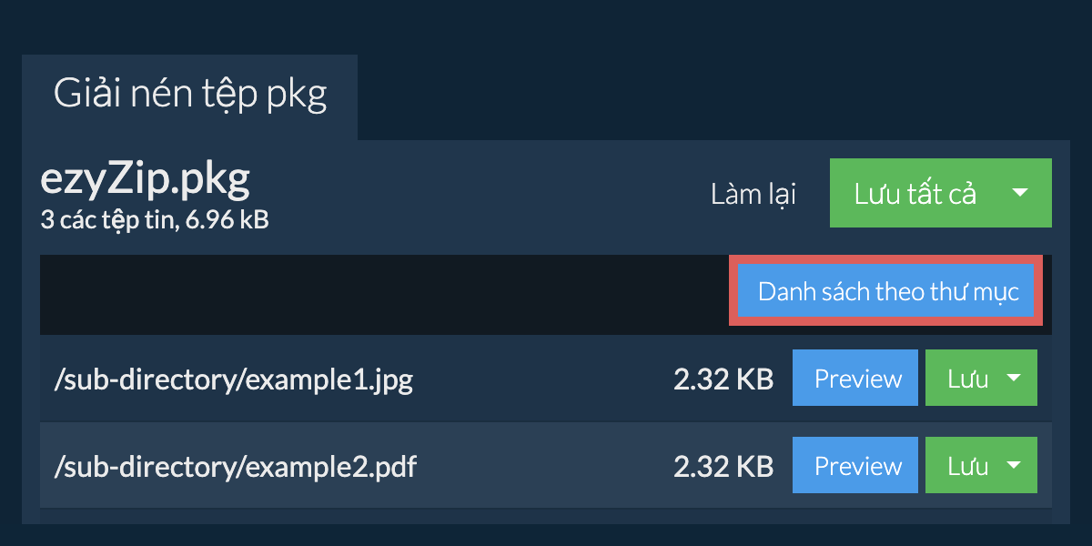 pkg: Danh sách theo thư mục