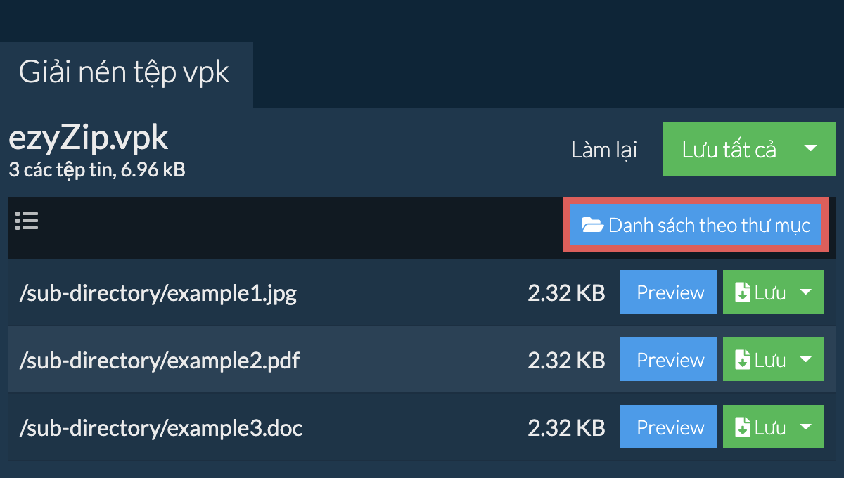 vpk: Danh sách theo thư mục