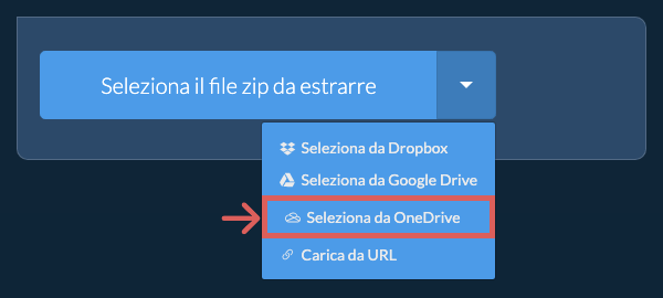 Seleziona da OneDrive Seleziona da OneDrive