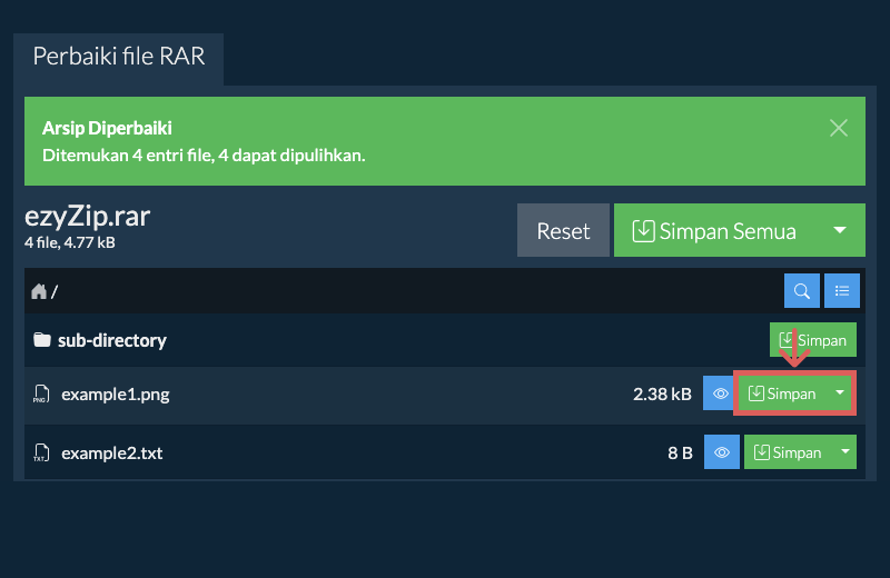 Klik di sini untuk menyimpan file ke drive lokal. Beberapa file dapat dipratinjau di browser.