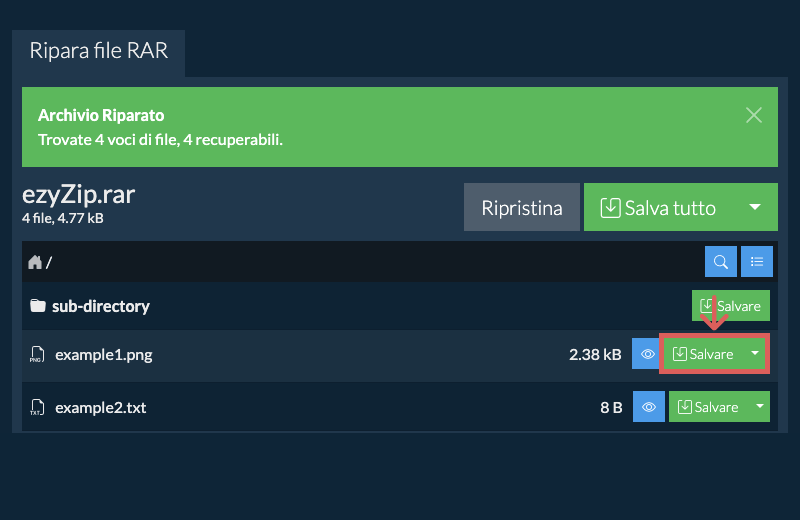 Fare clic qui per salvare il file