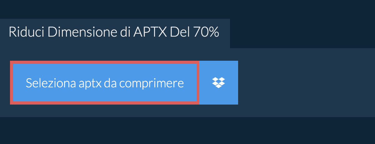 Riduci Dimensione di aptx Del 70%