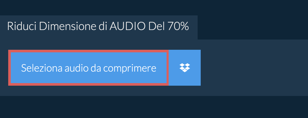 Riduci Dimensione di audio Del 70%