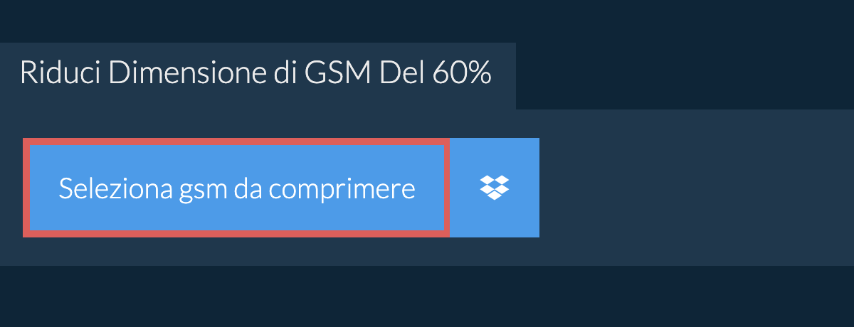 Riduci Dimensione di gsm Del 60%