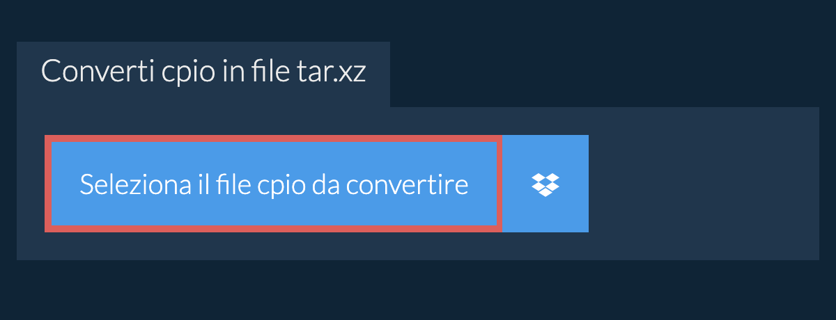 Converti cpio in file tar.xz