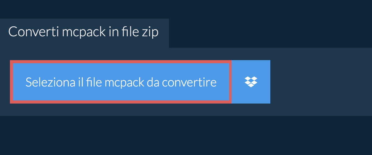 Converti mcpack in file zip