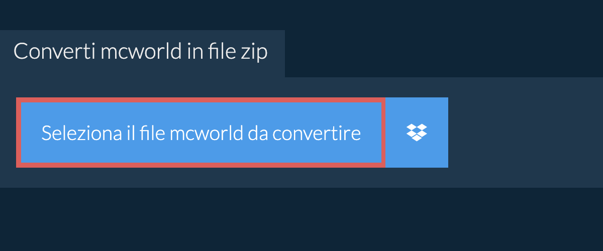 Converti mcworld in file zip
