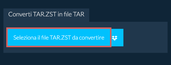 Converti TAR.ZST in file TAR