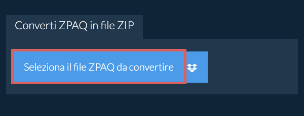 Converti ZPAQ in file ZIP