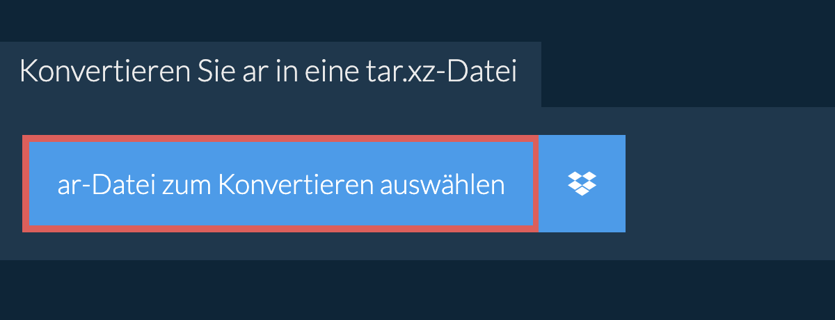 Konvertieren Sie AR in eine TAR.XZ-Datei