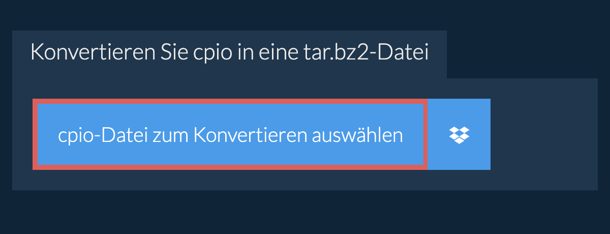 Konvertieren Sie cpio in eine tar.bz2-Datei