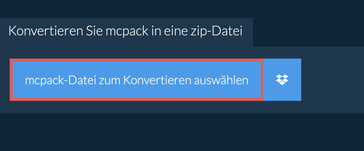 Konvertieren Sie mcpack in eine zip-Datei