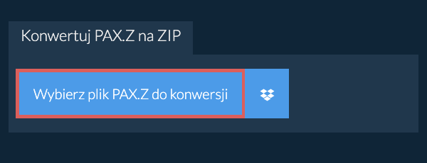 Konwertuj PAX.Z na ZIP