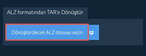 ALZ formatından TAR'e Dönüştür