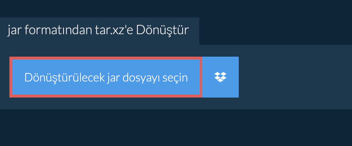 jar formatından tar.xz'e Dönüştür