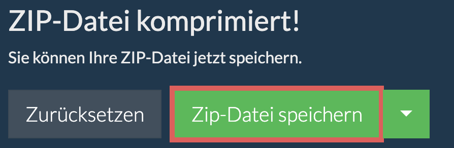 Speichern Sie die passwortgeschützte ZIP-Datei auf dem lokalen Laufwerk