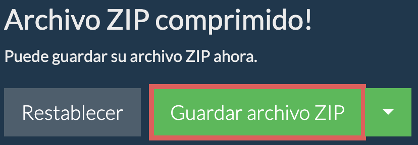 Guarda el archivo ZIP protegido con contraseña en tu disco local