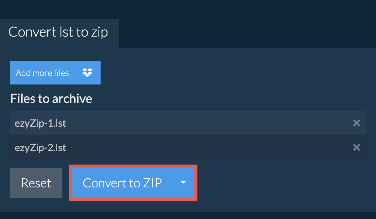 Convert to ZIP