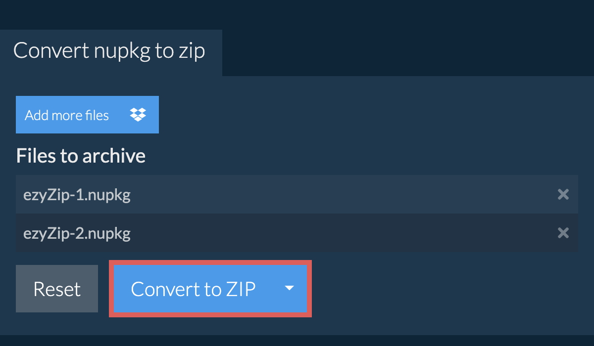 Convert NUPKG to ZIP Online. Quick, Secure & FREE! ezyZip