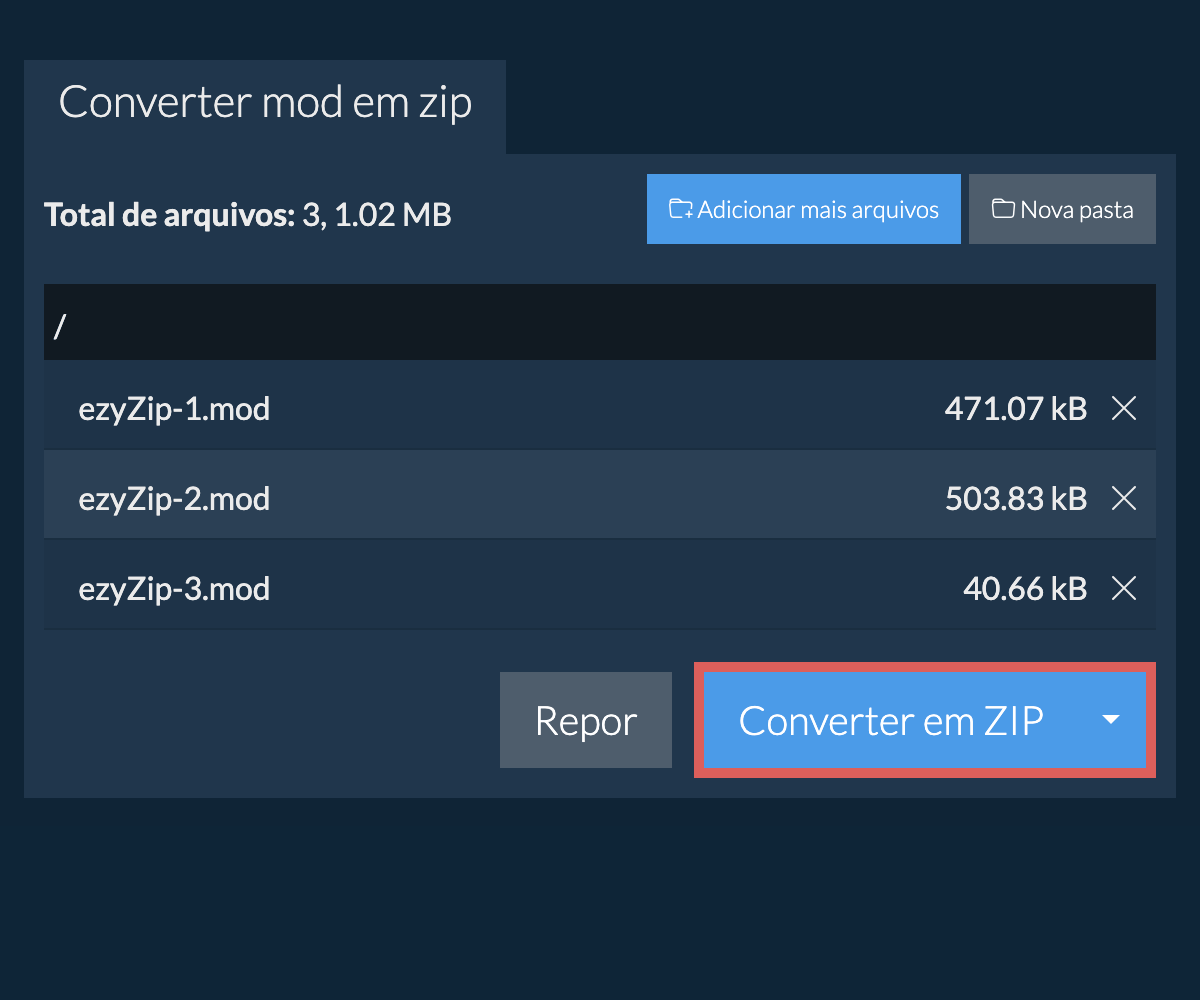 Converter em ZIP