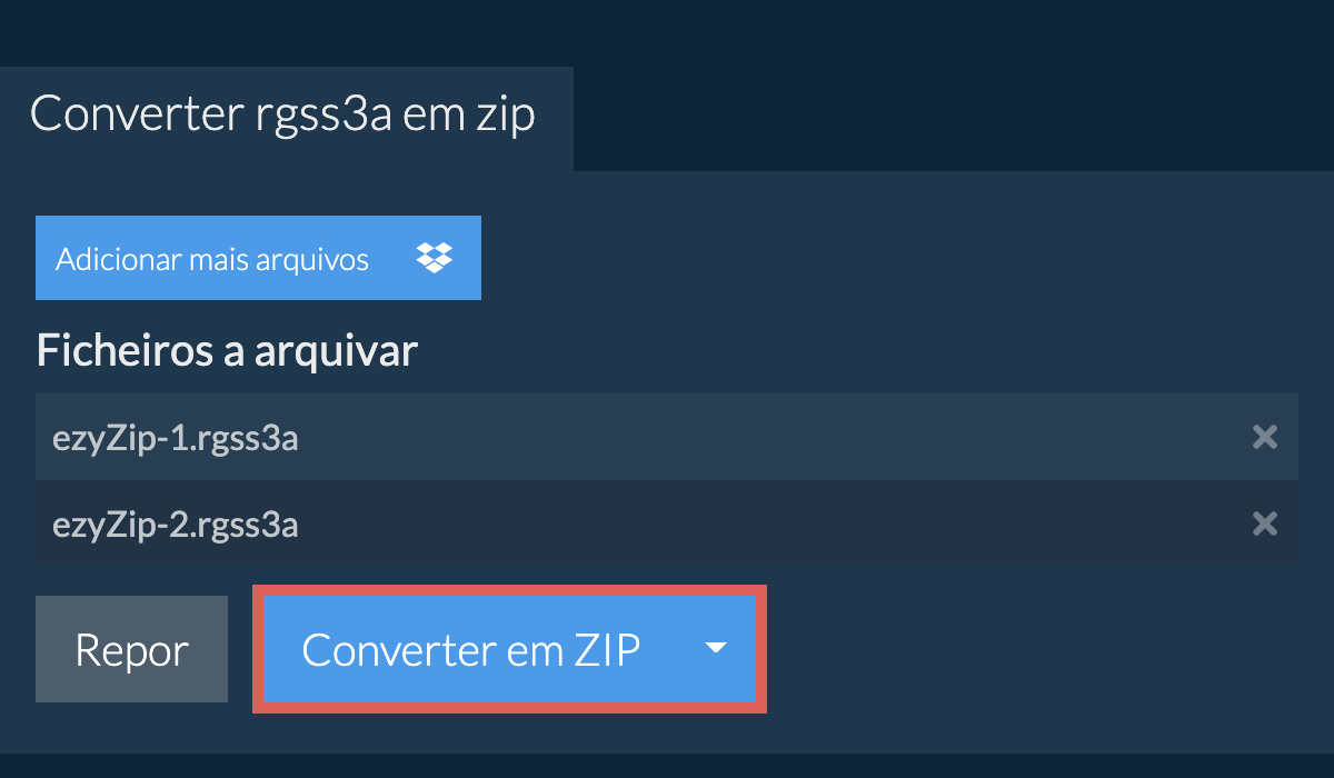 Conversor RGSS3A para ZIP Online (Sem Limites!) ezyZip