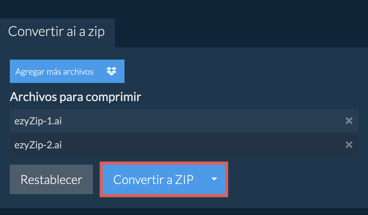 saldar arrendamiento impaciente AI a ZIP Converter En Línea (¡Sin limites!) - ezyZip