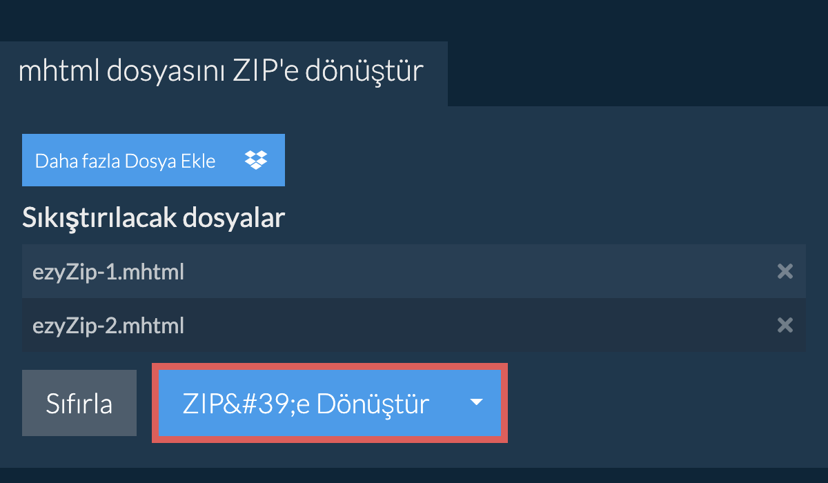 ZIP'e Dönüştür