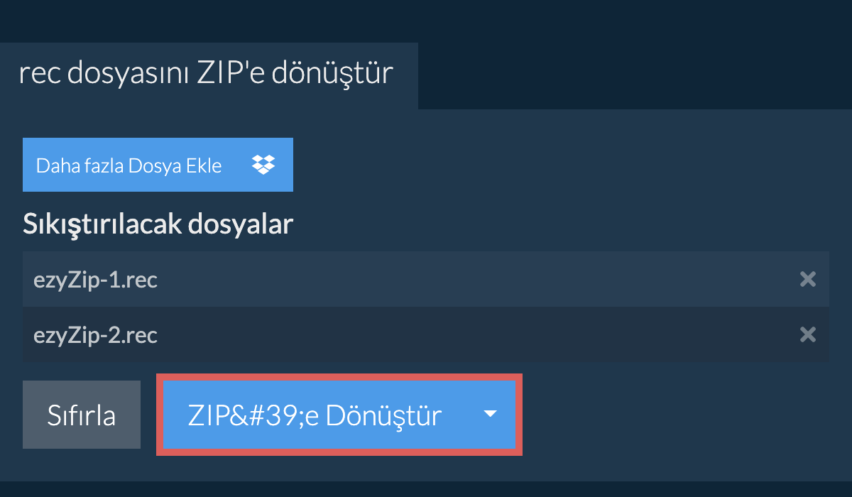 ZIP'e Dönüştür