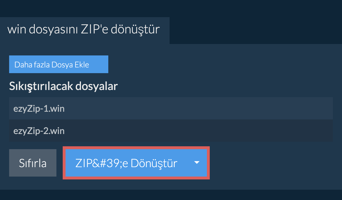 ZIP'e Dönüştür