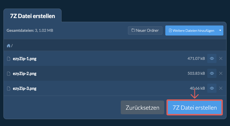 2. 7Z Datei erstellen