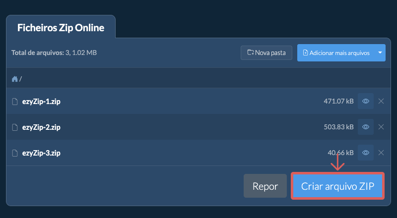 Clique aqui para iniciar a compressão