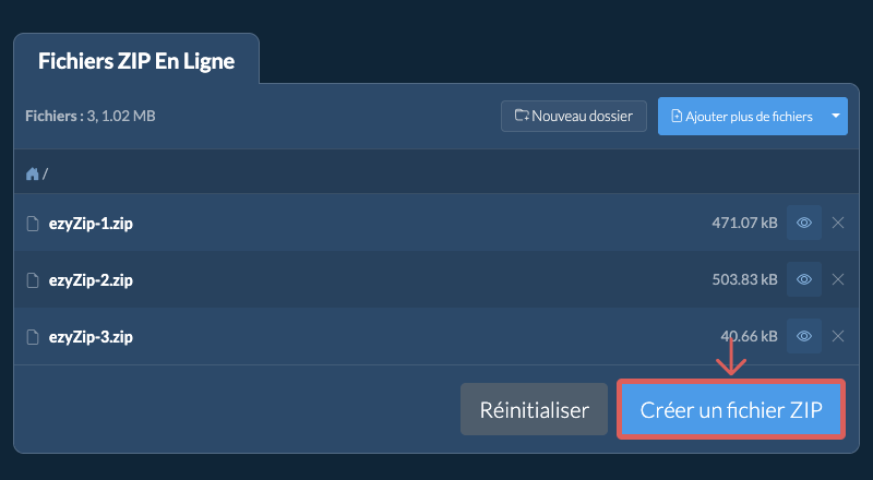 Cliquez ici pour démarrer la compression