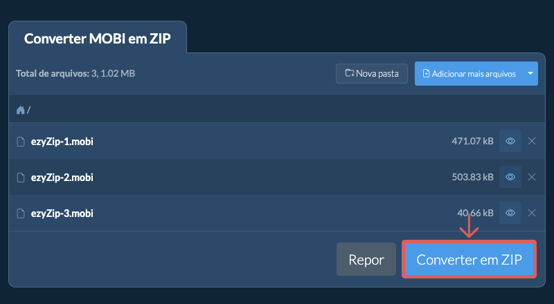 Converter em ZIP Converter em ZIP