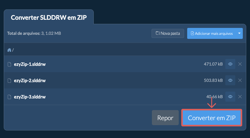 Converter em ZIP Converter em ZIP