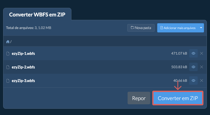 Converter em ZIP Converter em ZIP