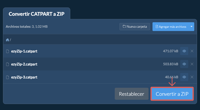 Convertir a ZIP Convertir a ZIP