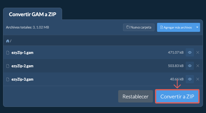 Convertir a ZIP